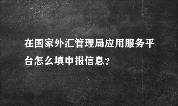 在国家外汇管理局应用服务平台怎么填申报信息？