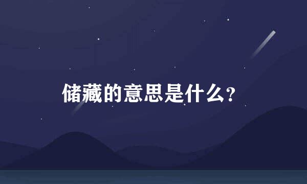 储藏的意思是什么？