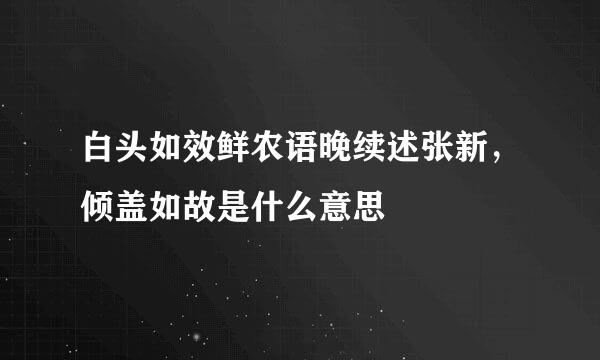 白头如效鲜农语晚续述张新，倾盖如故是什么意思