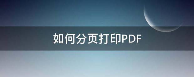 如何分页打印PDF