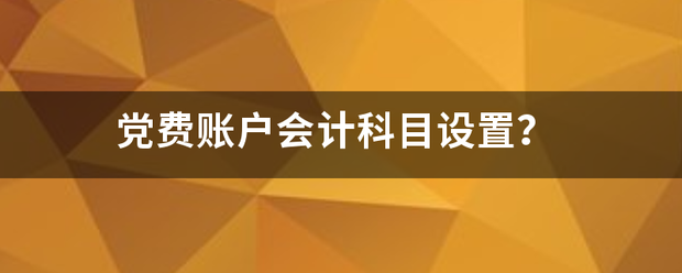 党费账户会计科目设置？