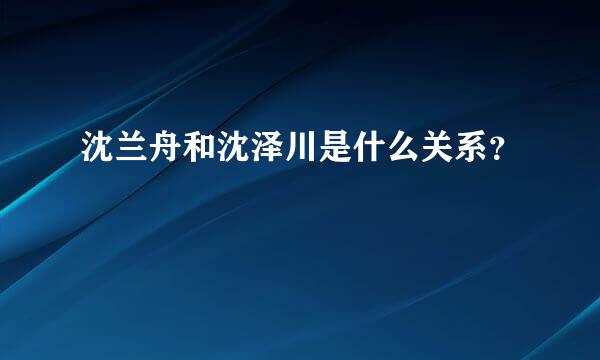 沈兰舟和沈泽川是什么关系？