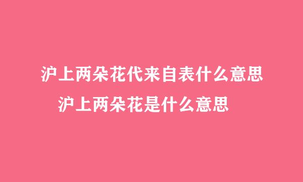 沪上两朵花代来自表什么意思 沪上两朵花是什么意思