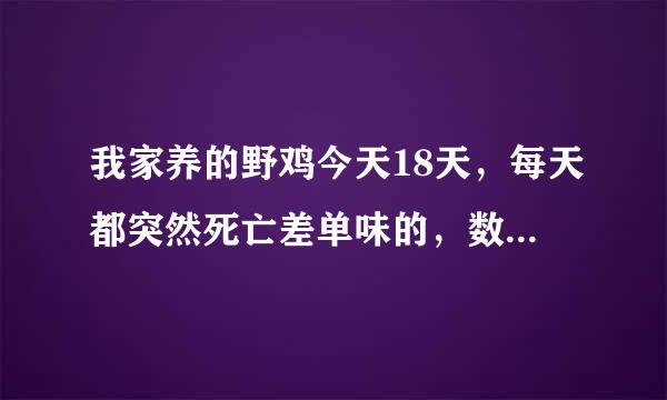 我家养的野鸡今天18天，每天都突然死亡差单味的，数量不多一天一两只的，喜欢站着仰头张嘴呼吸，