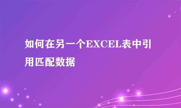 如何在另一个EXCEL表中引用匹配数据