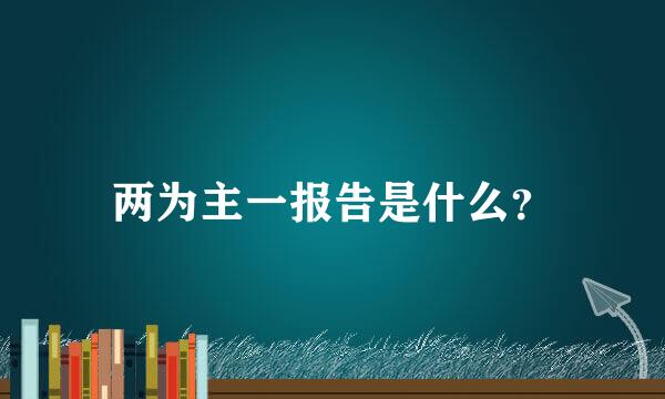 两为主一报告是什么？