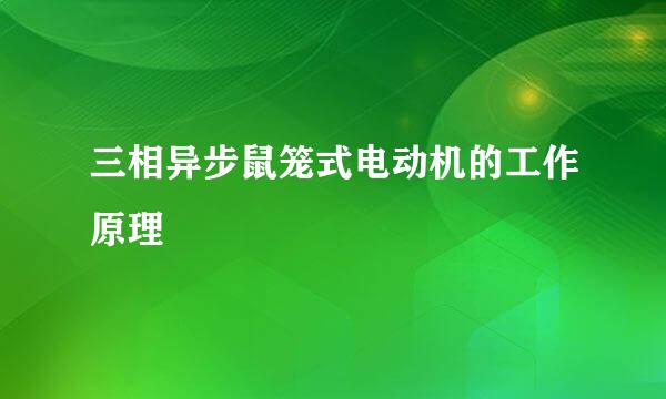 三相异步鼠笼式电动机的工作原理