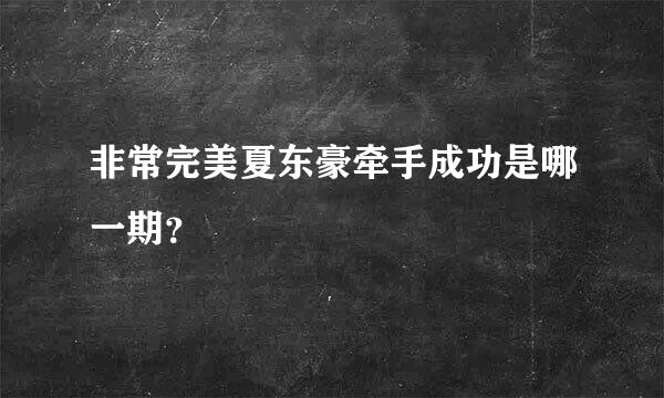 非常完美夏东豪牵手成功是哪一期？