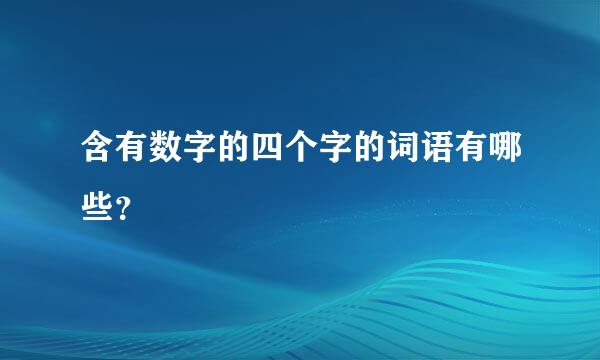 含有数字的四个字的词语有哪些？