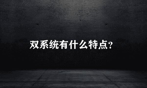 双系统有什么特点？