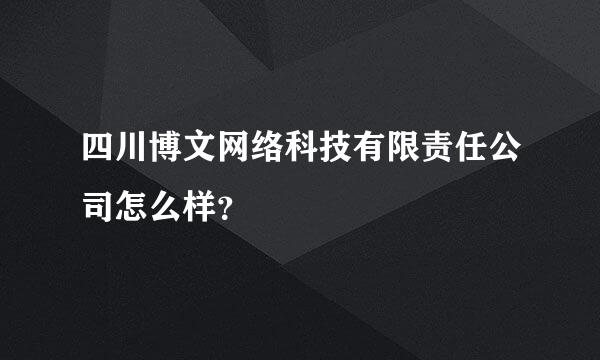 四川博文网络科技有限责任公司怎么样？