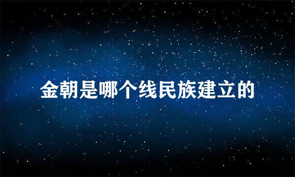 金朝是哪个线民族建立的