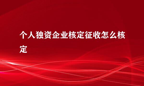 个人独资企业核定征收怎么核定