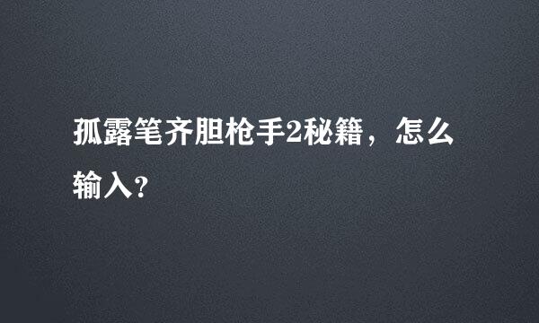 孤露笔齐胆枪手2秘籍，怎么输入？