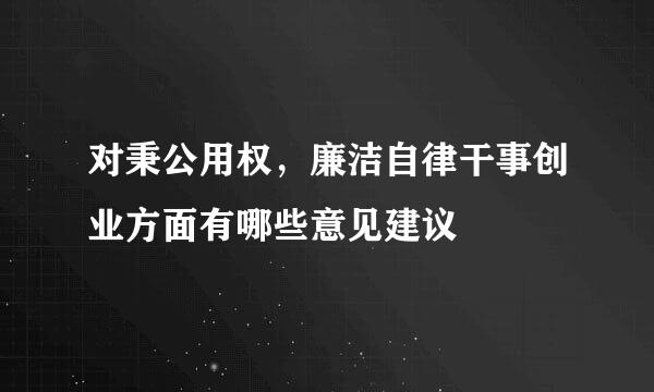 对秉公用权，廉洁自律干事创业方面有哪些意见建议