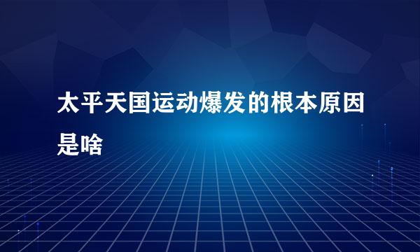 太平天国运动爆发的根本原因是啥