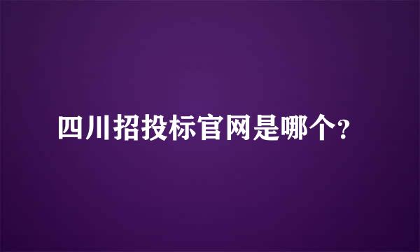 四川招投标官网是哪个？