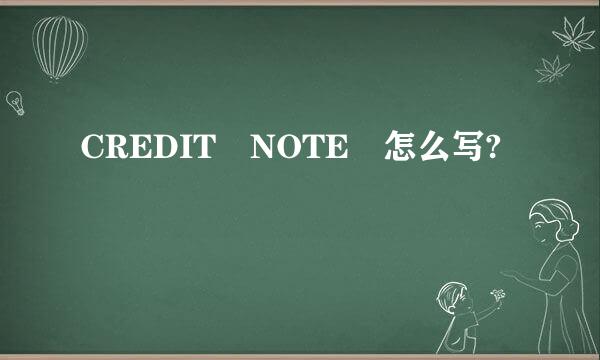 CREDIT NOTE 怎么写?