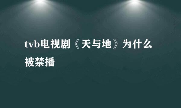 tvb电视剧《天与地》为什么被禁播