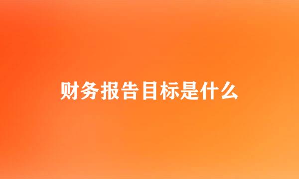 财务报告目标是什么