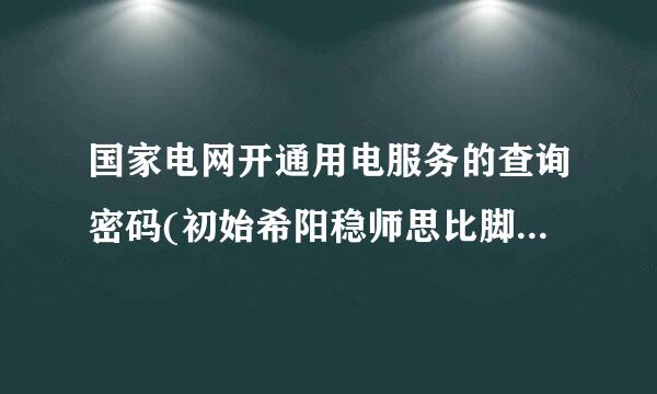 国家电网开通用电服务的查询密码(初始希阳稳师思比脚密码)是多少?