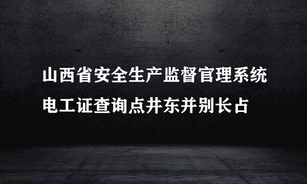 山西省安全生产监督官理系统电工证查询点井东并别长占