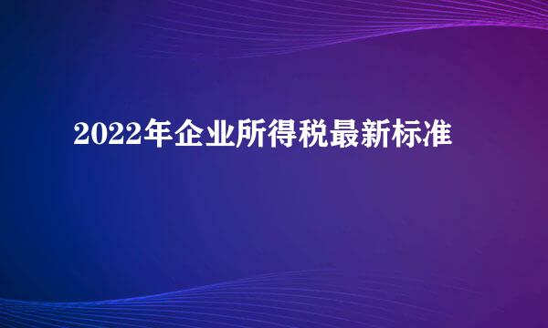 2022年企业所得税最新标准