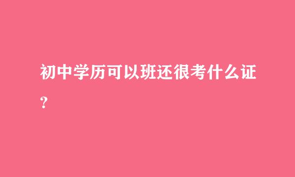 初中学历可以班还很考什么证？