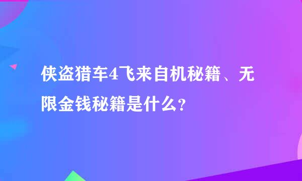 侠盗猎车4飞来自机秘籍、无限金钱秘籍是什么？