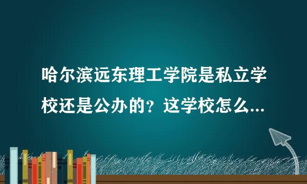 哈尔滨远东理工学院是私立学校还是公办的？这学校怎么样？哪位了解详情恳请您帮我解答，谢谢