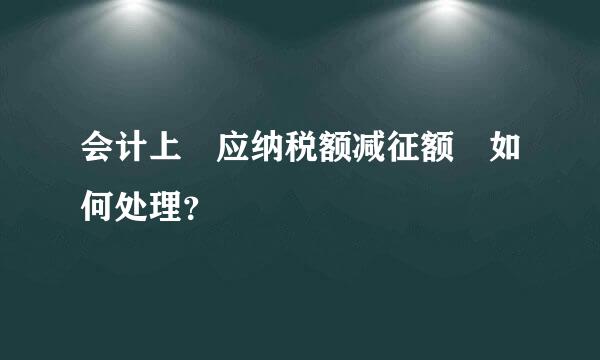 会计上 应纳税额减征额 如何处理？