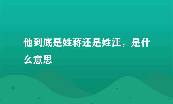 他到底是姓蒋还是姓汪，是什么意思