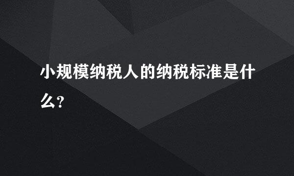 小规模纳税人的纳税标准是什么？