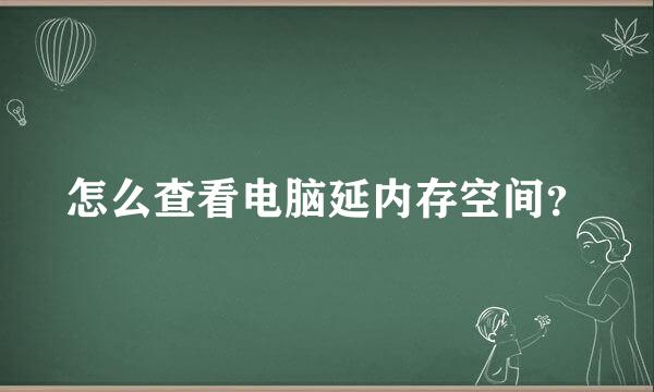 怎么查看电脑延内存空间？