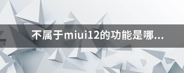 不属于miui12的功能是哪项？