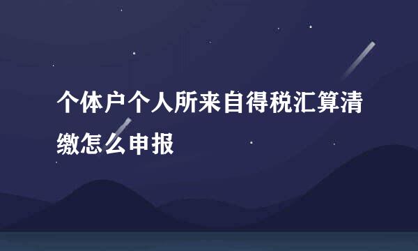 个体户个人所来自得税汇算清缴怎么申报