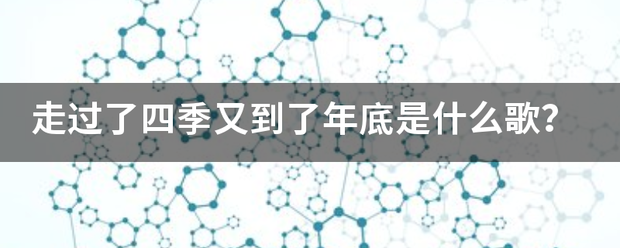 走过了四季又到了年底是什么歌？