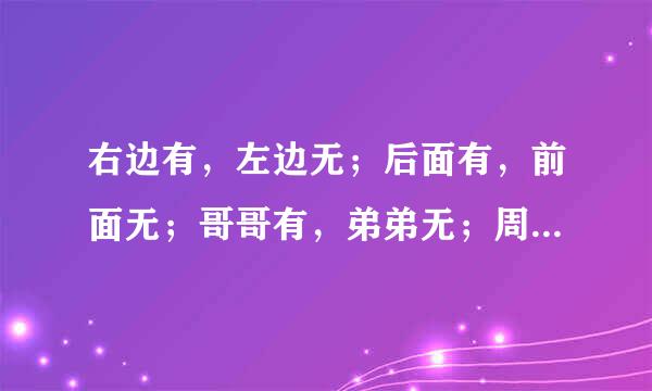 右边有，左边无；后面有，前面无；哥哥有，弟弟无；周家有，李家无；听说有，书写无；加减有，乘除无；语