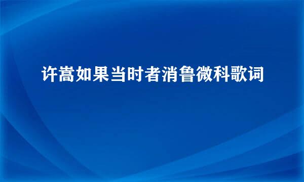 许嵩如果当时者消鲁微科歌词