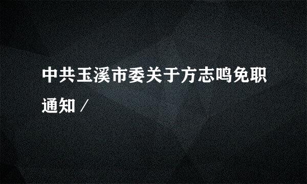 中共玉溪市委关于方志鸣免职通知／