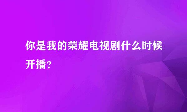 你是我的荣耀电视剧什么时候开播？