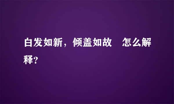 白发如新，倾盖如故 怎么解释？