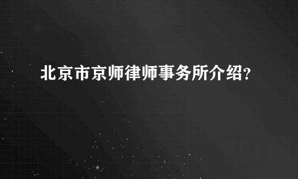 北京市京师律师事务所介绍？