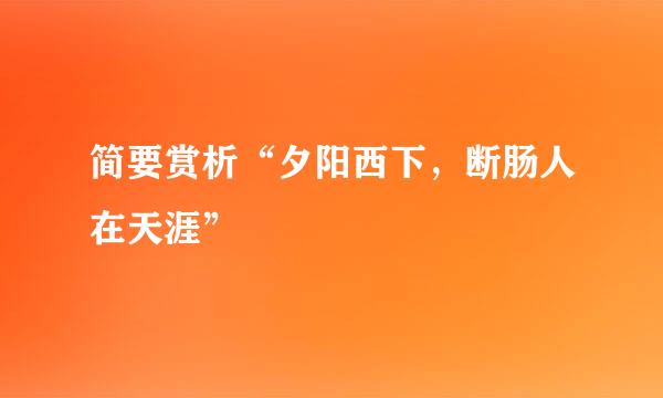 简要赏析“夕阳西下，断肠人在天涯”