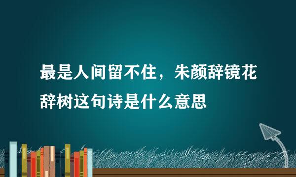 最是人间留不住，朱颜辞镜花辞树这句诗是什么意思