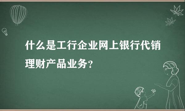 什么是工行企业网上银行代销理财产品业务？