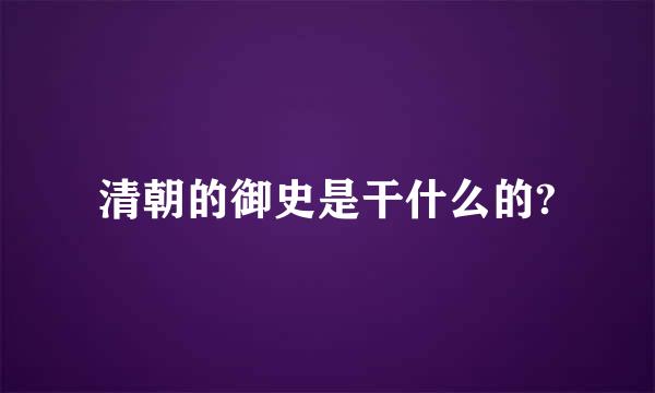 清朝的御史是干什么的?