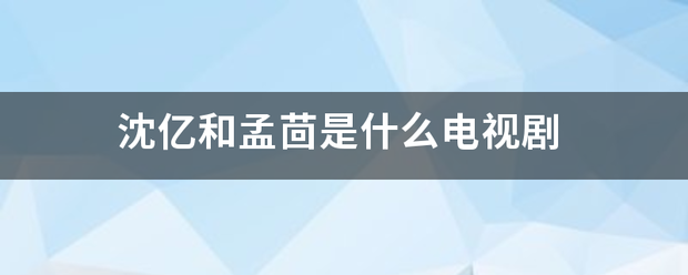 沈亿和孟茴是什么电视剧