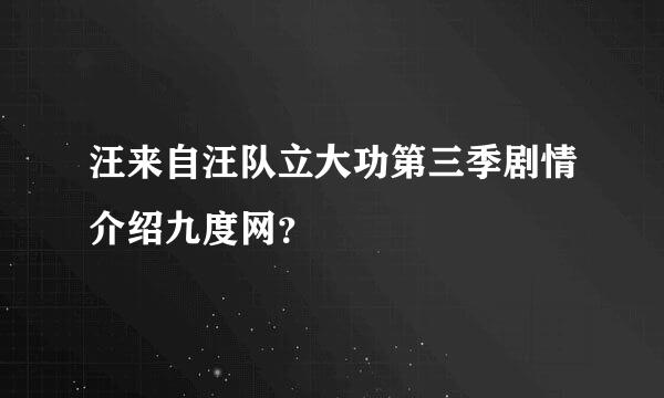 汪来自汪队立大功第三季剧情介绍九度网？