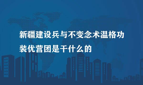 新疆建设兵与不变念术温格功装优营团是干什么的